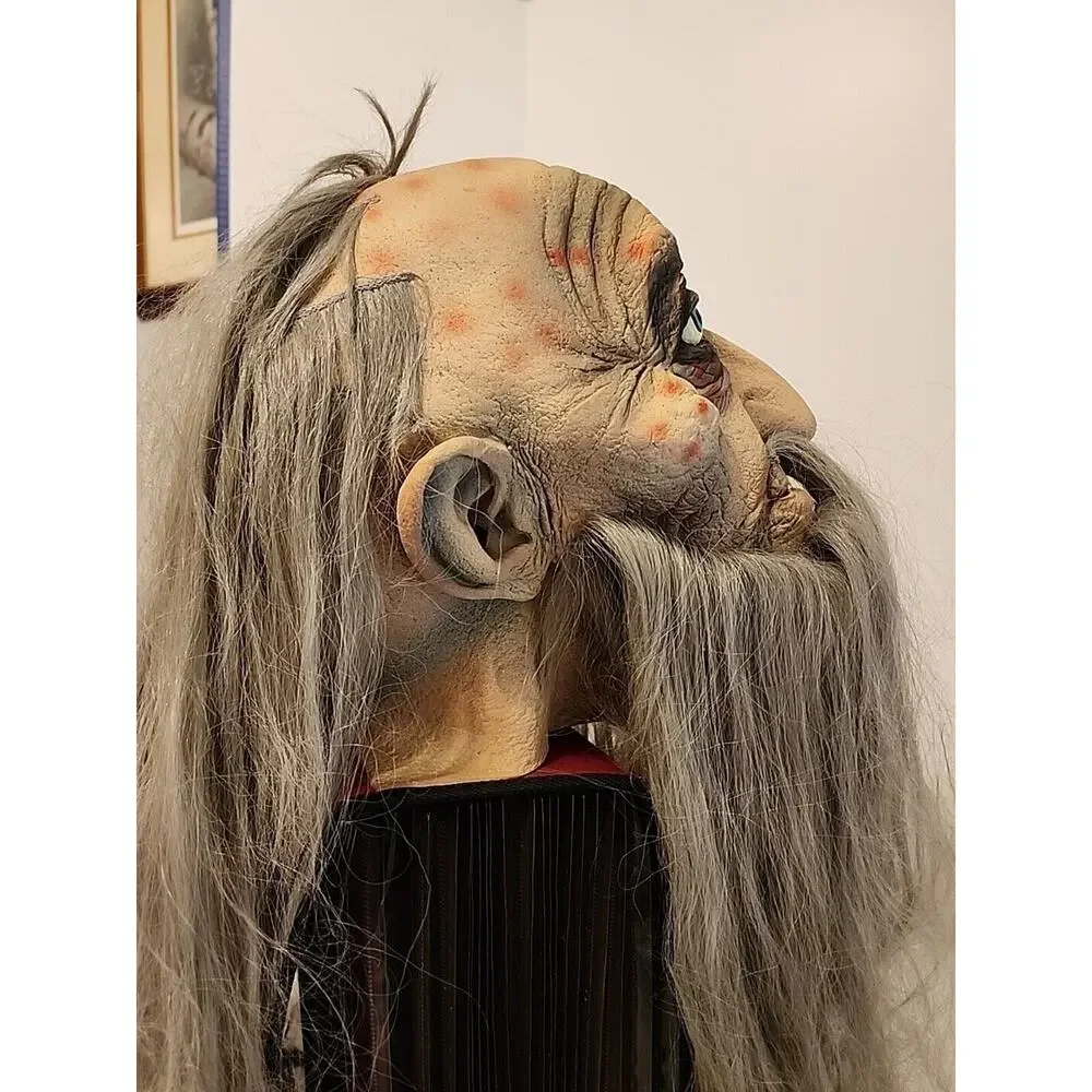 TROLL MASK 1996 Vintage LONG HAIR & BEARD LOTR Old Man PAPER MAGIC GROUP Prop